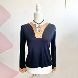 Vintage Suede Grommet Top Y2K 2000s Western Boho Festival Large